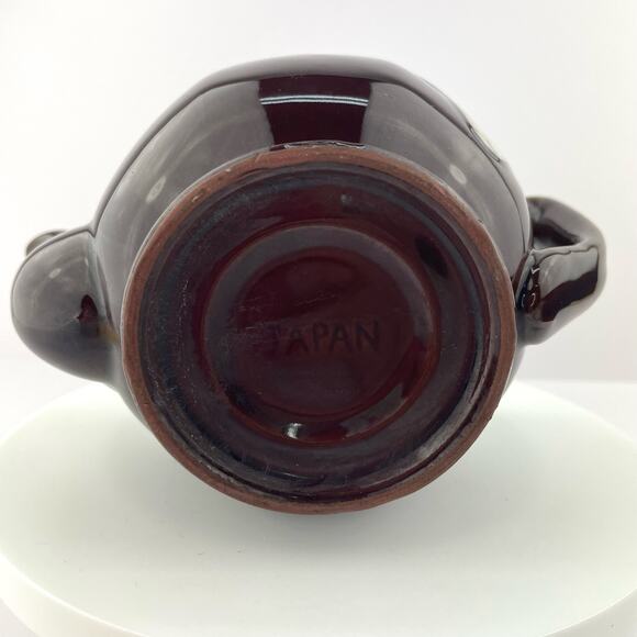 Vtg Brown Drip Glaze Japan Teapot Single Serve Espresso Redware Cottage Pottery - Picture 10 of 13